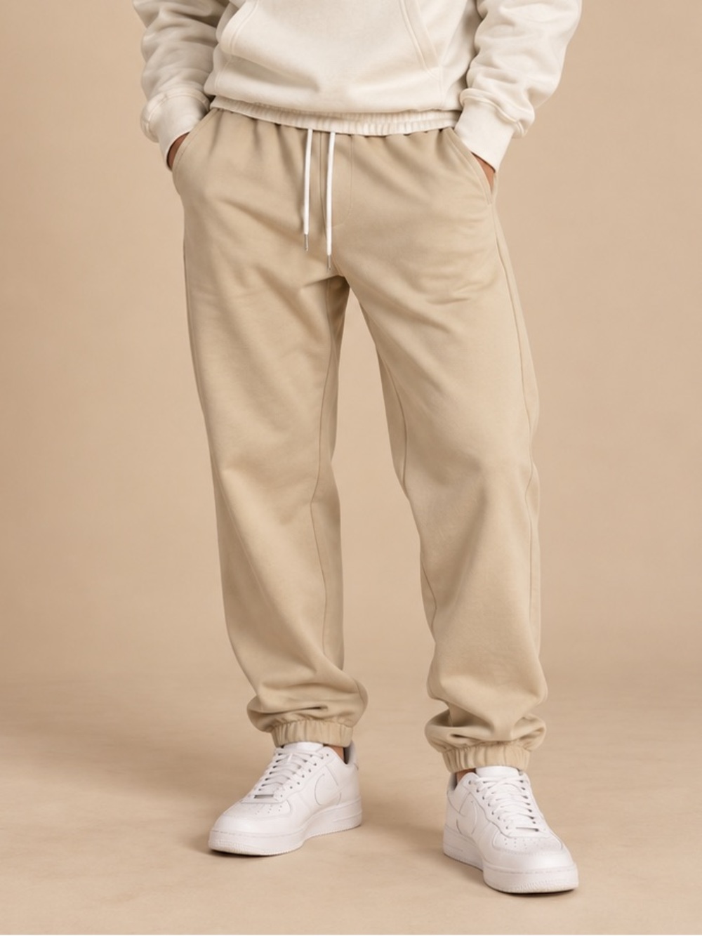 Manfinity Tan Beige Drawstring Jogger Pants Size M